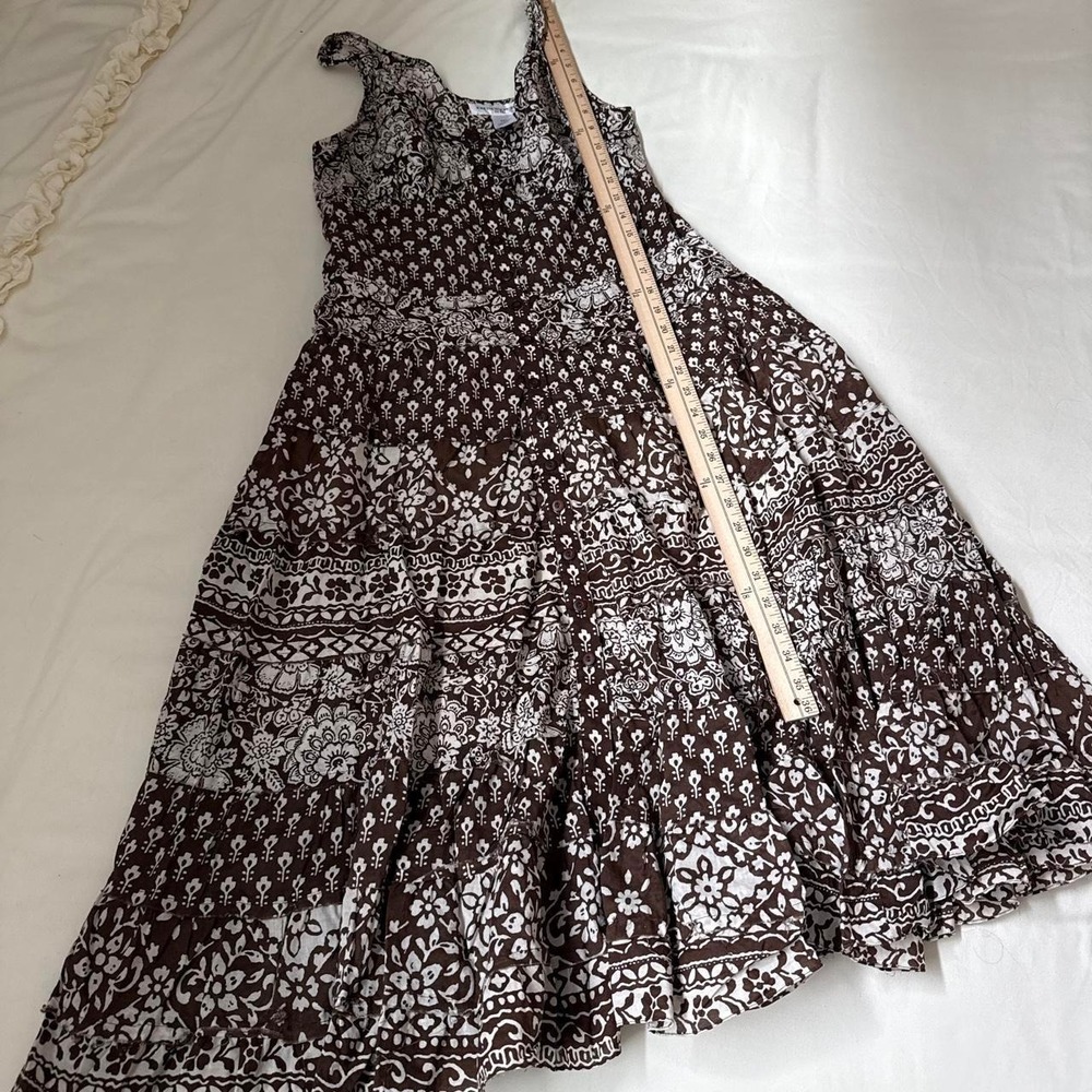 90s Jones New York 12 petite brown and cream floral print midi dress - Picture 3 of 6